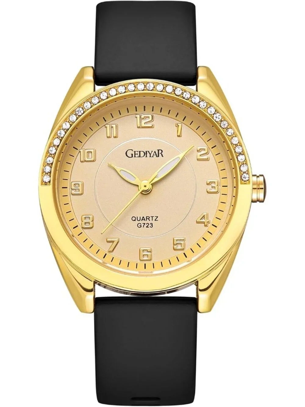 Women's Gold Silicone Strap Waterproof Analog Quartz Easy Read Dial Wrist Watch